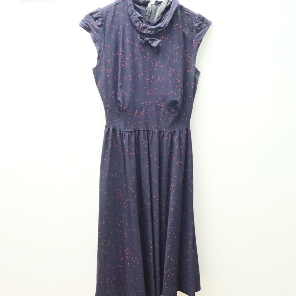 Stop Staring! Alicia Estrada Navy Red Polka Dot Midi Dress